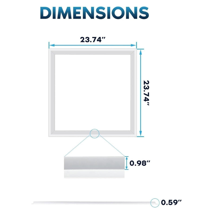 2X2 FT Edge-Lit Frame LED Panel Lights,5CCT Selectable 3000K-6500K, 2600/3900/5200LM,20W/30W/40W Switch, Grid Drop Ceiling Lights,0-10V Dimmable, Damp Rated,100-277V,ETL Listed (2X2 Edge - 12 Pack)