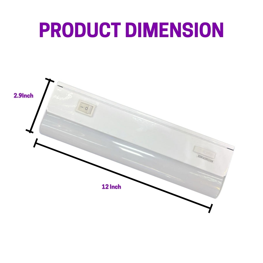 12 Inch Under Cabinet LED Lights, 5W, 3CCT 3000K/4000K/5000K, 400 Lumens, Hardwired, On/Off Switch, CRI 80+, ETL Certified – Perfect for Kitchen, Vanity Mirror, Tiny Home, Makeup Station, Bookshelf, Display Cabinet, and Home Office