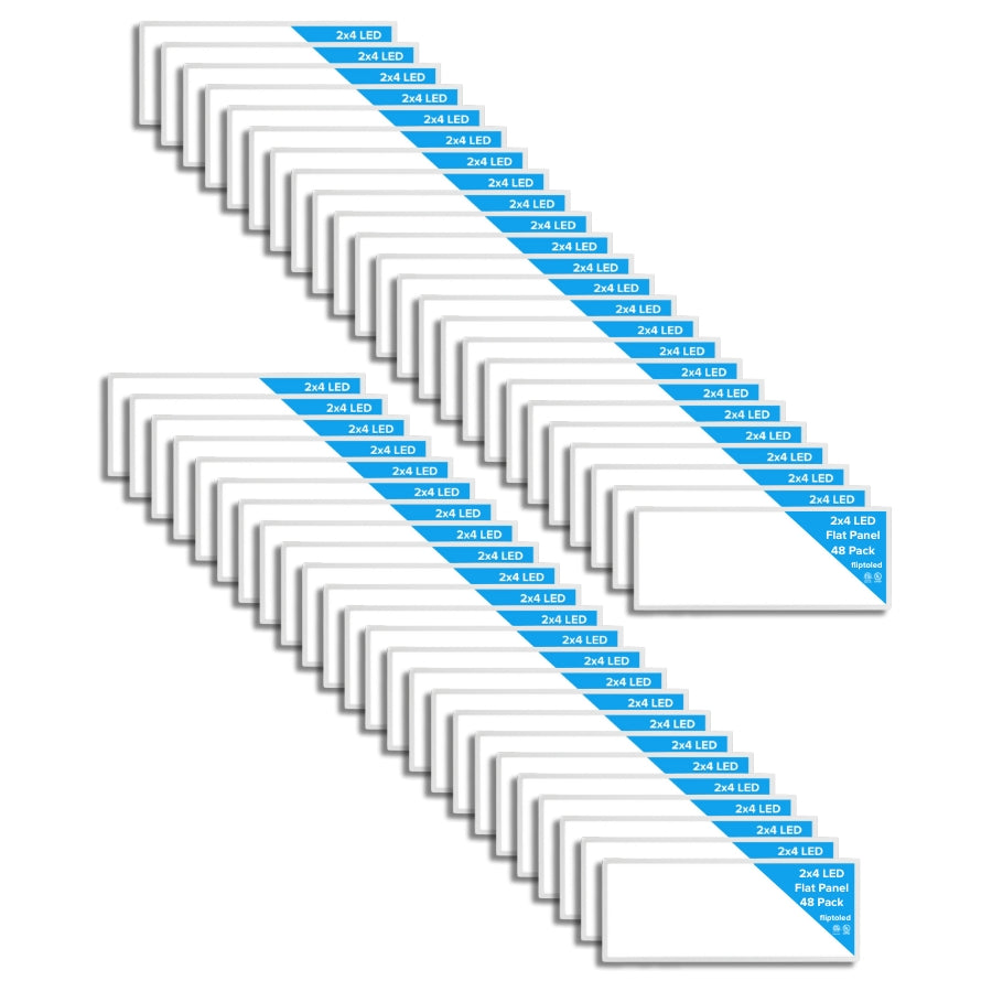 48 pack LED panels arranged in a staircase pattern on a white background