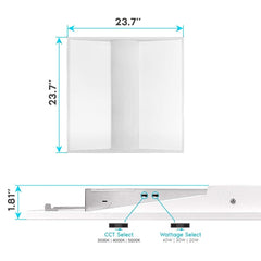 2x2 LED Troffer Center Basket Panel, Color Tunable 3000K/4000K/5000K, Watt Adjustable 20W/30W/40W-Up to 5000 Lumens, 0-10V Dimmable, 100-277V-ETL&DLC Qualified, 4-Pack