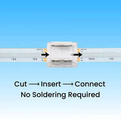 PCB-to-PCB 2-Pin Solderless Connectors for 10mm Single Color LED Strip Lights – CE Certified, IP20, 4A Rated, Easy Snap-On, Seamless End-to-End Connection