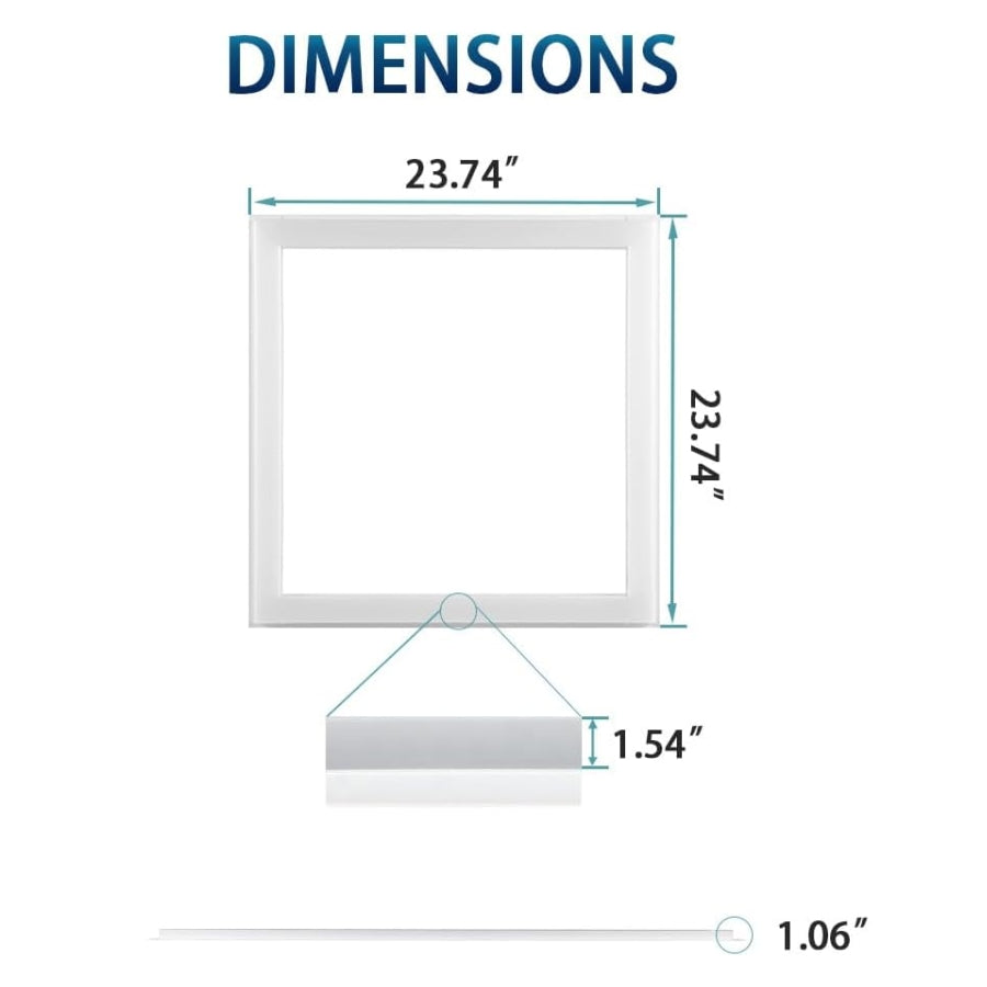 2X2 FT Edge-Lit Frame Upgraded Version LED Panel Lights,5CCT Selectable 3000K-6500K, 2600/3900/5200LM,20W/30W/40W Switch, Grid Drop Ceiling Lights,0-10V Dimmable, Damp Rated,100-277V,ETL Listed 6Pack