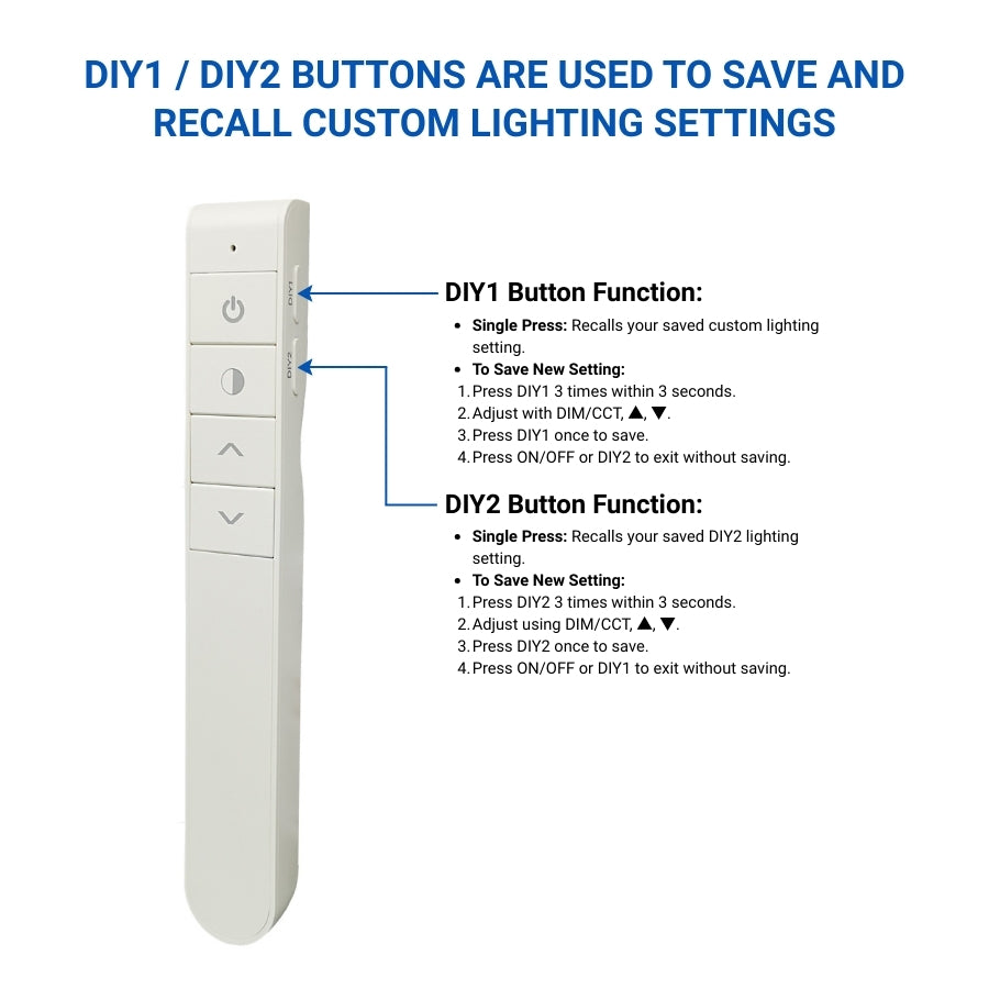 RGB LED Controller Remote RFBT12 – 2.4GHz RF Wireless Touch Remote with DIY Memory Keys – Supports Single Color & CCT – 30M Range, 2-in-1 Brightness & Color Temp Control, for LED Strip Lights