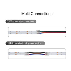 4PIN Transparent COB Connectors Kit for RGB COB LED Strip Lights – 10mm, Solderless Connection, 5pcs 15cm Wires