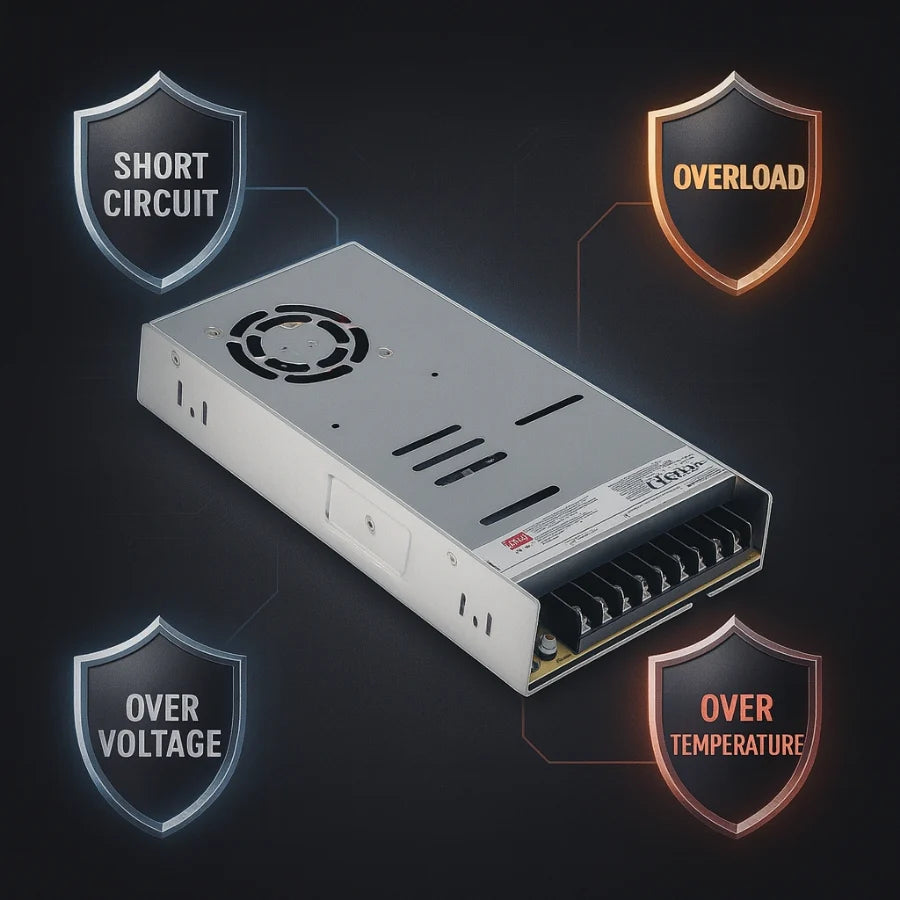 LRS-450 450W24V Single Output Switching Power Supply – 110-277AC Input, UL/CE/RoHS Certified, 87–92% Efficiency, 12V/24V Output, Compact 35mm Low-Profile, Industrial Grade, 3-Year Warranty