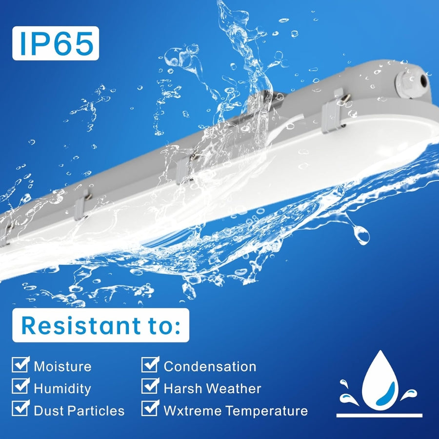 8FT LED Vapor Tight Light Fixtures 120W/110W/100W/90W Adjustable, 3K/3.5K/4K/5K/6.5K 5CCT Selectable, Dimmable IP65 Vapor Proof Lighting for Shop Light for Parking Carport Car Wash,ETL Listed 2 Pack