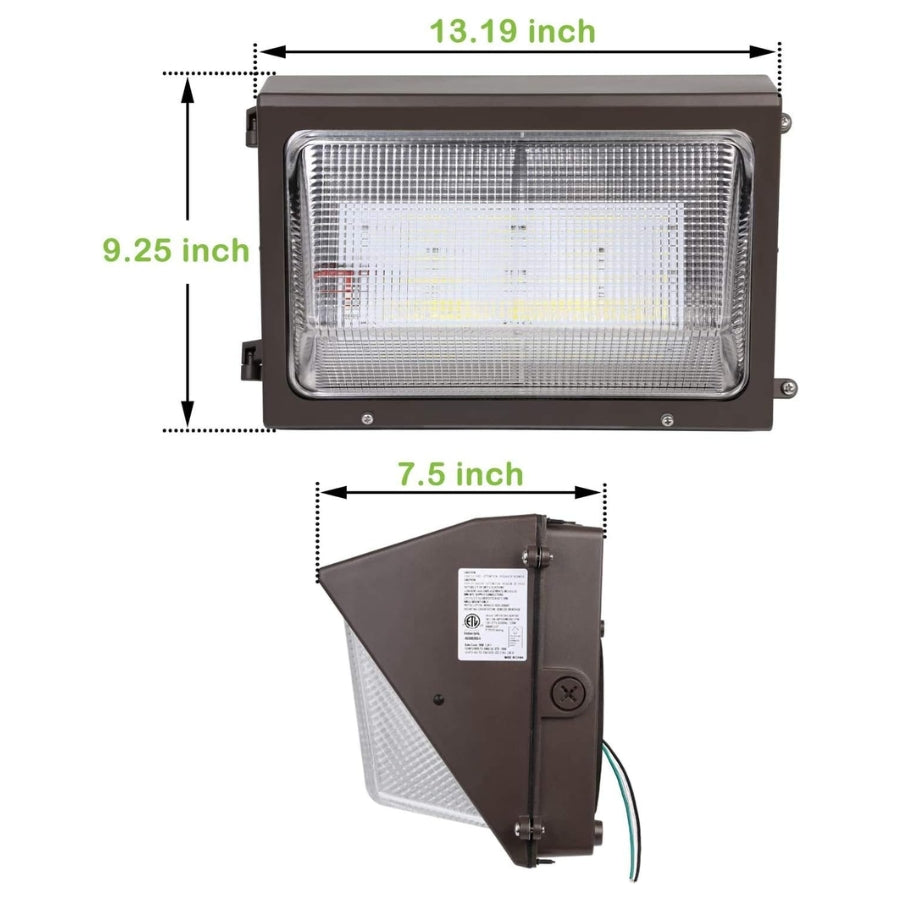 120W LED Wall Pack Light, 15,600 Lumens, 5700K Daylight, IP65 Waterproof, Optional Photocell, DLC Listed, 100–277V Commercial Outdoor Fixture, Replaces 400W MH – 5 Year Warranty