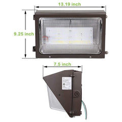 120W LED Wall Pack Light, 15,600 Lumens, 5700K Daylight, IP65 Waterproof, Optional Photocell, DLC Listed, 100–277V Commercial Outdoor Fixture, Replaces 400W MH – 5 Year Warranty