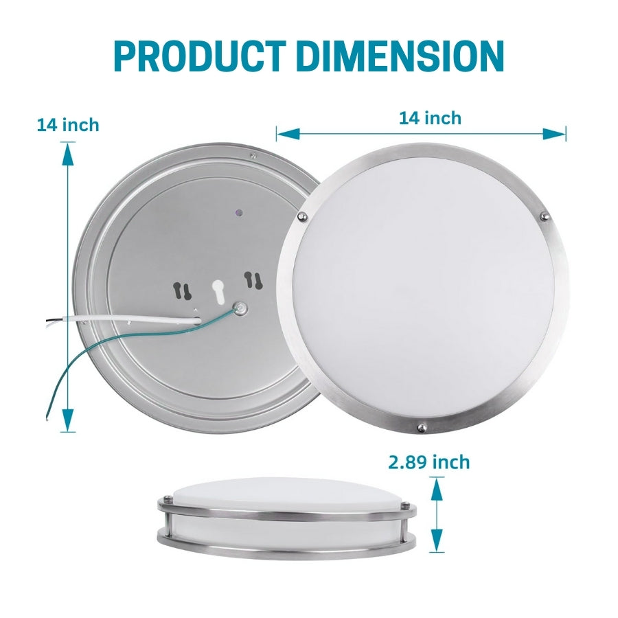 14 inch Flush Mount LED Ceiling Light Fixture, 25W, 1800lm, 3000K/4000K/5000K Adjustable Ceiling Lights, Oil Rubbed Bronze Saturn Dimmable Lighting for Hallway Bathroom or Kitchen