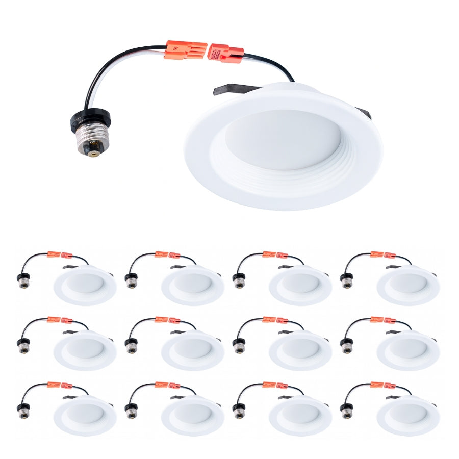 Set of 12 white recessed ceiling lights with wiring on a white background at fliptoled