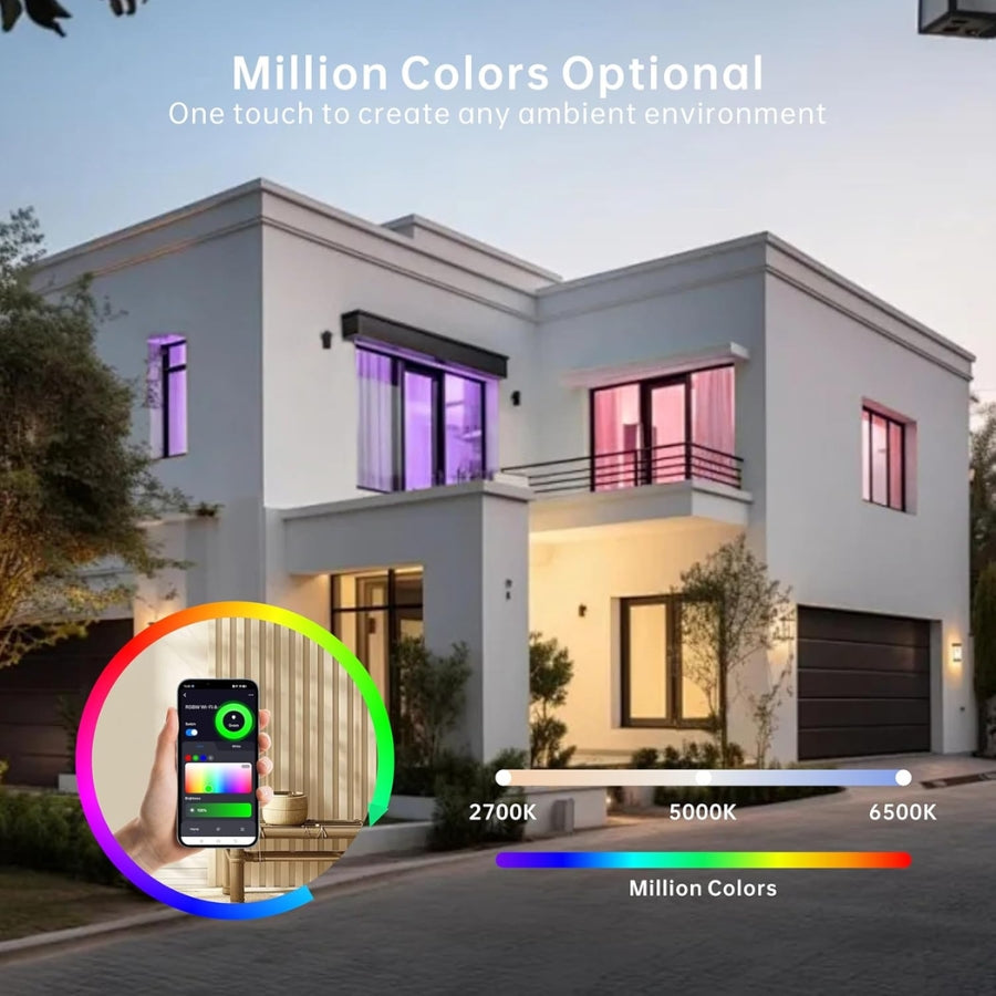 2x4 FT LED RGBW Multicolor Flat Panel Light, 60W, 6600 Lumens, 5000K Color Changing, Remote & App Controlled, Smart Wi-Fi Drop Ceiling Light with Alexa and Google Assistant