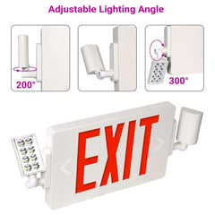 8 Pack Double Sided LED Emergency EXIT Sign Combo, Two LED Lights, Backup Battery, US Standard Red Letter Emergency Exit Lighting, Commercial Grade, 120-277V, Fire Resistant (UL 94V-0)