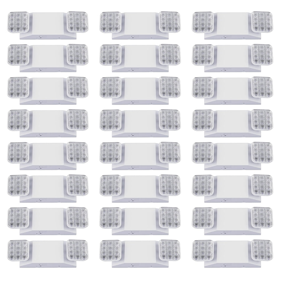 Indoor Emergency Lights with Battery Backup (90 Minutes), 2 Adjustable LED Heads of Power Outage, Wall Mount, Hard Wired, Test Switch and Charge Indicator 120-277V, Fire Resistant (UL 94V-0)