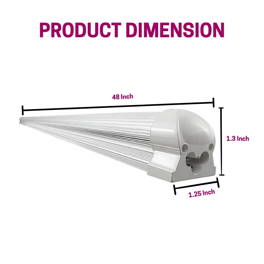 Measurement chart showing dimensions of 4ft linkable led shop light​ with text 'Product Dimension' at the top.