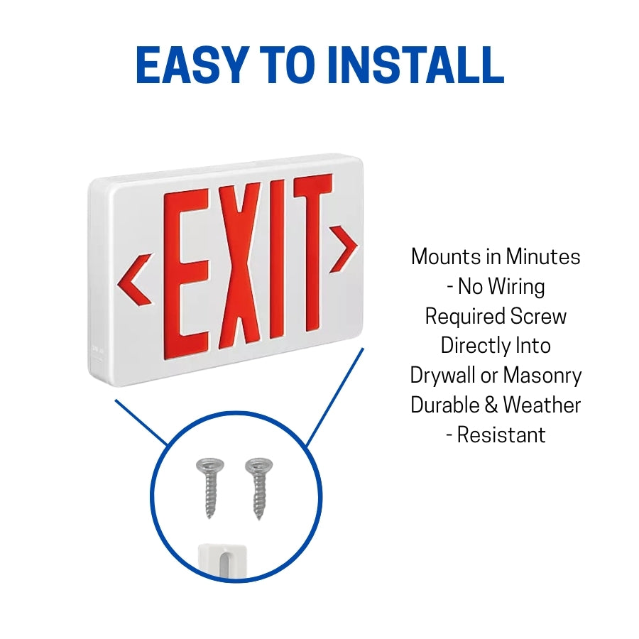 Wet Location Red Exterior Weatherproof Outdoor LED Exit Sign with 90 Minutes Battery Backup AC 120V/277V UL Listed