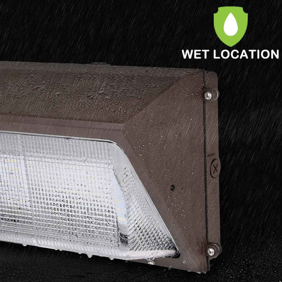 120W LED Wall Pack Light, 15,600 Lumens, 5700K Daylight, IP65 Waterproof, Optional Photocell, DLC Listed, 100–277V Commercial Outdoor Fixture, Replaces 400W MH – 5 Year Warranty