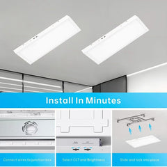 2x4 FT LED Flat Panel Light, 30W-50W Selectable, 6250 Lumens, 5CCT 3000K–6500K, 120V TRIAC Dimmable, Surface/Drop Ceiling Fixture for Office, Kitchen, Garage – 2 Pack