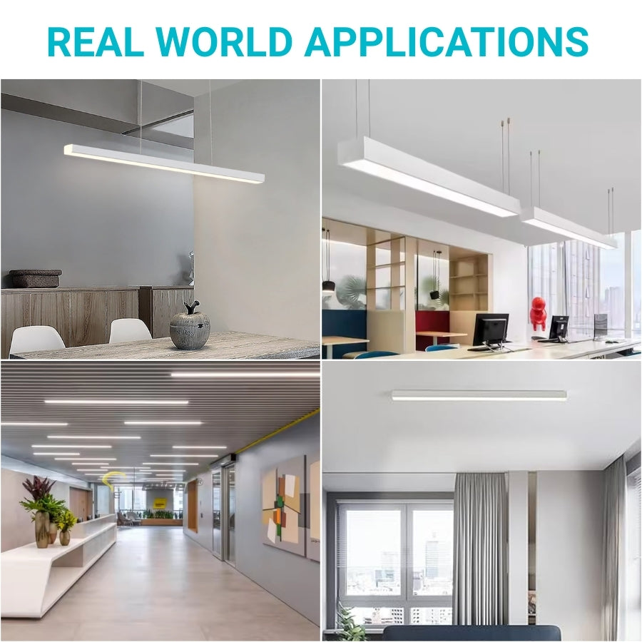 8FT LED Linear Light, 80W 9600lm 2700K/3000K/3500K/4000K/5000K Selectable, 0-10V Dimmable Suspended/Wall/Recessed Linear Light Fixture for Office, Retail, Showroom, ETL & DLC Premium Listed
