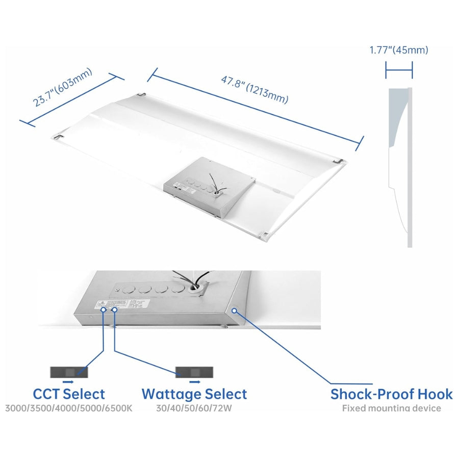 2x4 FT Center Basket LED Troffer Panel Light, 30/40/50/60/72W, 5CCT 3000K | 3500K | 4000K | 5000K | 6500K, Dimmable Drop Ceiling Lights, 3750/5000/6250/7500/9000 Lumens,Damp Rated,120-277V,DLC Premium