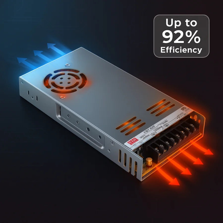 LRS-600 600W24V Single Output Switching Power Supply – 110-277V Input, UL/CE/RoHS Certified, 86–92% Efficiency, Multi-Voltage Output, Compact 41mm Low-Profile, Industrial Grade, 3-Year Warranty