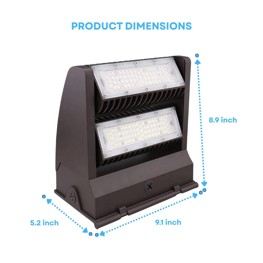 120W LED Wall Pack Light with Rotatable Head, 5000K Daylight, 16,200 Lumens, IP65 Waterproof Outdoor Security Fixture, UL Listed, Replaces 500W MH/HPS