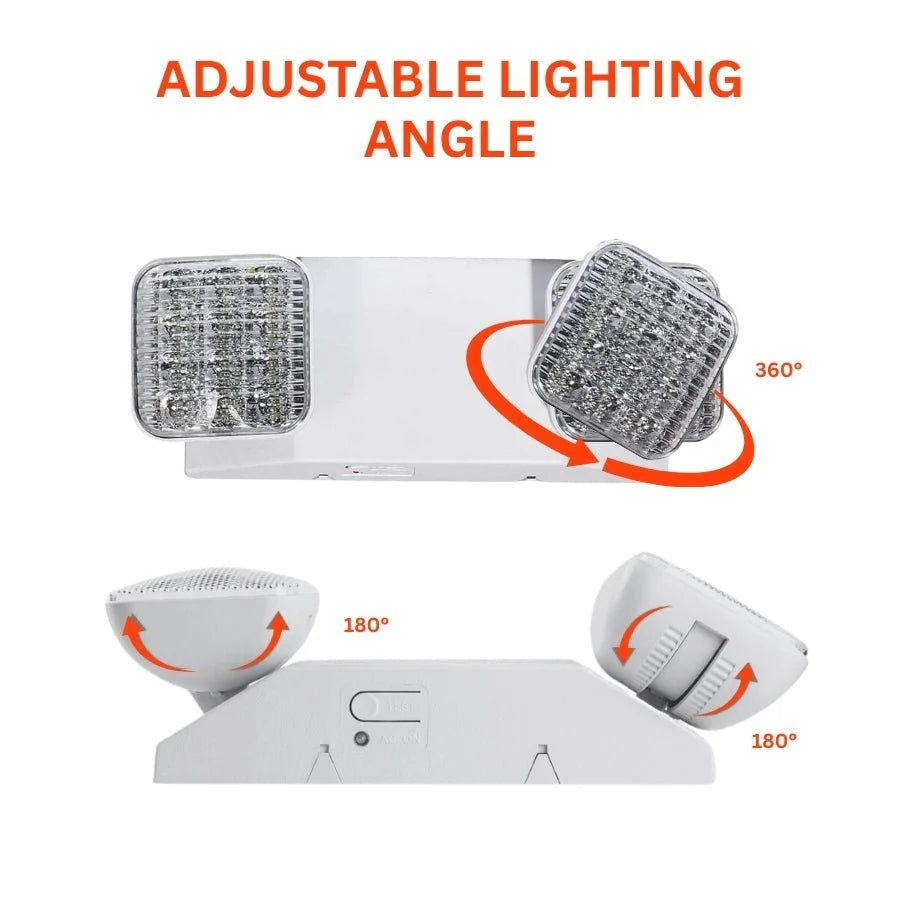 LED Emergency Lights, Commercial Lighting for Business, Power Outages, Offices, with Backup Battery (90 Minutes), Wall Mount, Hard Wired, 120-277V, Fire Resistant (94V-0) UL