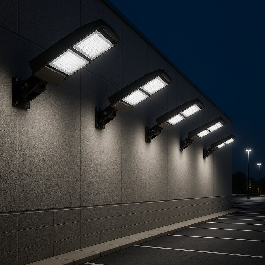 300W/240W/200W LED Parking Lot Light Fixtures, 5700K, 45000 Lumens, 150LM/W, Dusk to Dawn Photocell, IP65 Waterproof, York Mount, 100–277V, ETL Listed