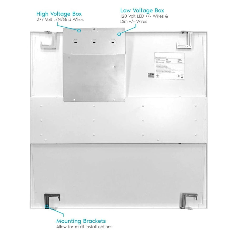 2x2 LED Troffer Center Basket Panel, Color Tunable 3000K/4000K/5000K, Watt Adjustable 20W/30W/40W-Up to 5000 Lumens, 0-10V Dimmable, 100-277V-ETL&DLC Qualified, 4-Pack