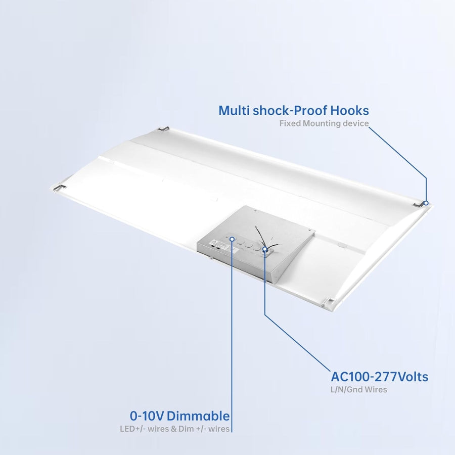 2x4 FT Center Basket LED Troffer Panel Light, 30/40/50/60/72W, 5CCT 3000K | 3500K | 4000K | 5000K | 6500K, Dimmable Drop Ceiling Lights, 3750/5000/6250/7500/9000 Lumens,Damp Rated,120-277V,DLC Premium