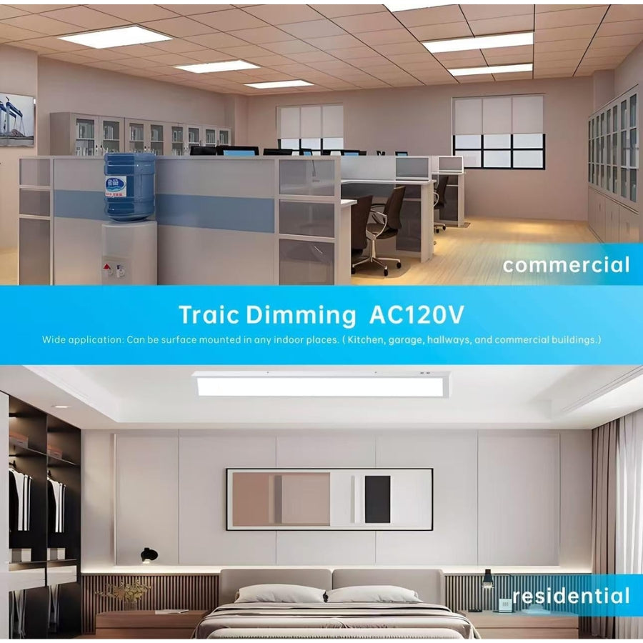 2x4 FT LED Flat Panel Light, 30W-50W Selectable, 6250 Lumens, 5CCT 3000K–6500K, 120V TRIAC Dimmable, Surface/Drop Ceiling Fixture for Office, Kitchen, Garage – 2 Pack