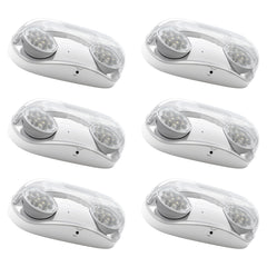Outdoor Rated High Output White LED Emergency Light (Bug Eyes) with Battery Backup, Wet Location Listed, 90-Minute Minimum Capacity, 120V-277V | 6 Pack