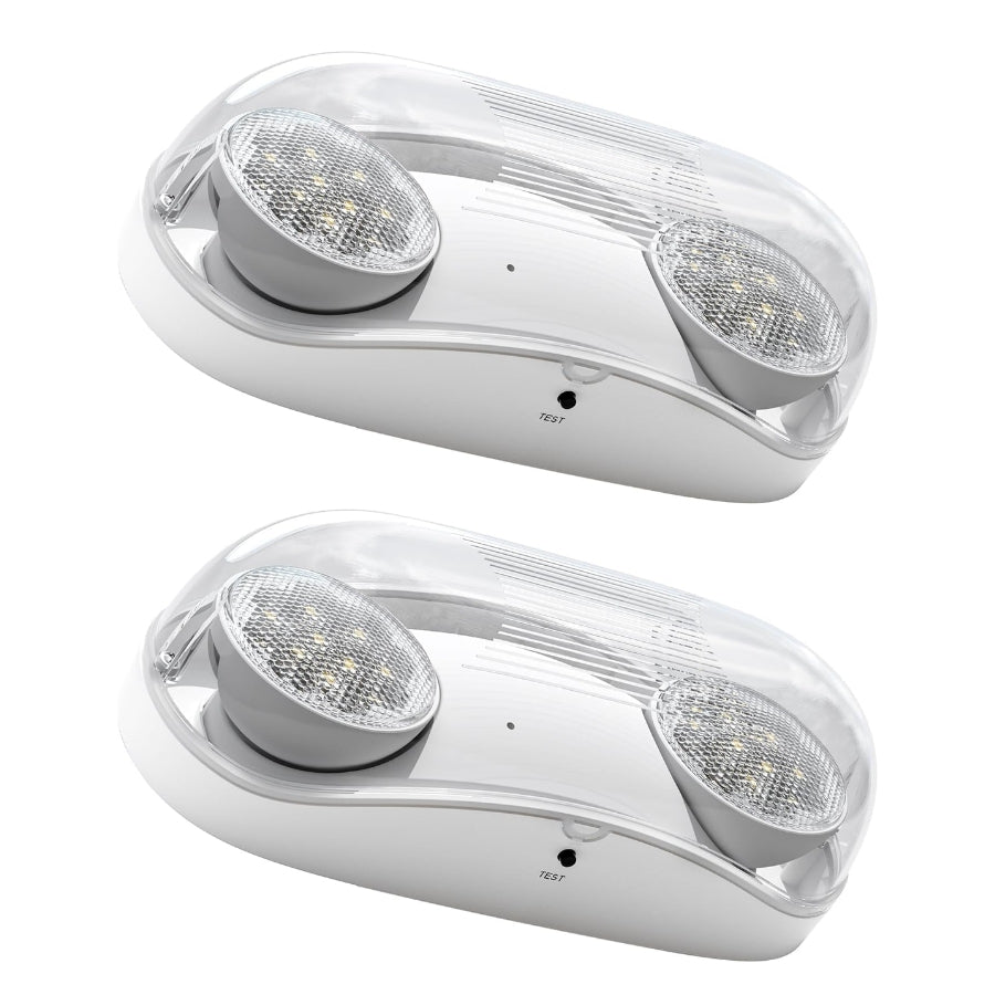 Outdoor Rated High Output White LED Emergency Light (Bug Eyes) with Battery Backup, Wet Location Listed, 90-Minute Minimum Capacity, 120V-277V | 2 Pack