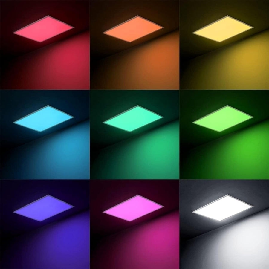 2x4 FT LED RGBW Multicolor Flat Panel Light, 60W, 6600 Lumens, 5000K Color Changing, Remote & App Controlled, Smart Wi-Fi Drop Ceiling Light with Alexa and Google Assistant
