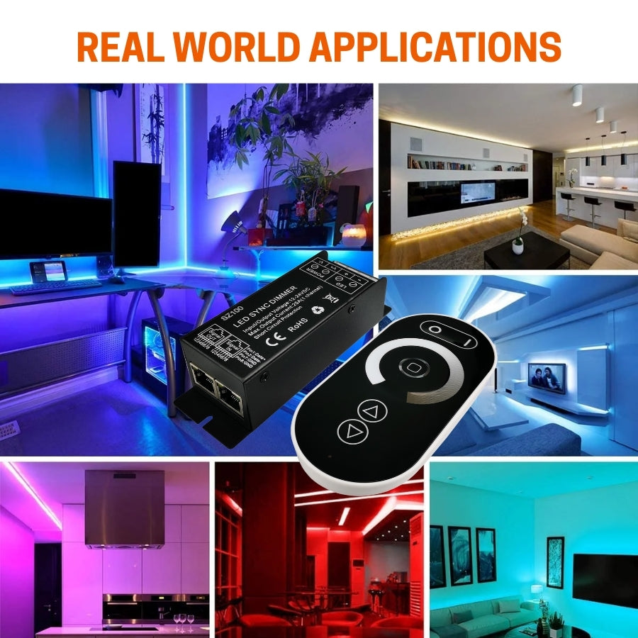 SZ100 LED Sync Dimmer Smart LED Controller RGBW RGBCCT CCT DIM Input/Output Voltage 12-24VDC Wired & Wireless Sync Bluetooth WiFi Tuya Alexa Google Compatible