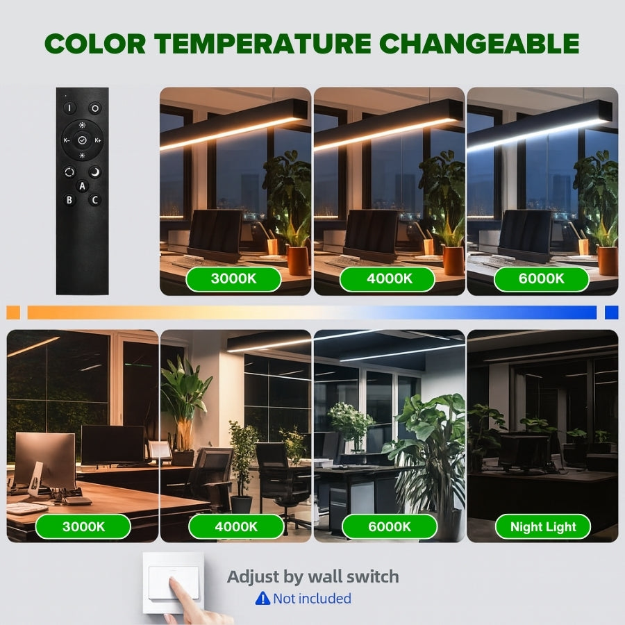 Dimmable Modern Led Pendant Lighting control system with color temperature options in an office setting
