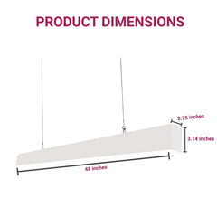 Measurement chart of a rectangular light fixture with dimensions labeled.