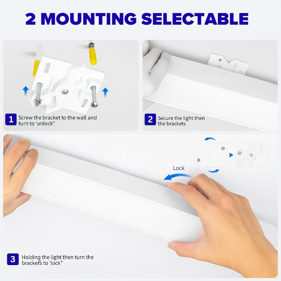 Step-by-step guide on mounting a light fixture with hands demonstrating the process.