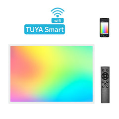Tuya Smart LED panel with remote control on a white background