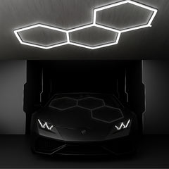 Hexagon Garage Light 128W 15,360 Lumens 6500K, 3-Pack Honeycomb Ceiling LED Lights for Garage, Gym, Basement, Warehouse, Auto Beauty Shop, Car Detailing, Hair Salon, and Workshop Lighting