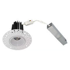 1 Inch 7W Round LED Trimless Downlight with Junction Box, 600 Lumens, 2700K/3000K/3500K/4000K/5000K Selectable, AC120V TRIAC/ELV dimmers, White Trim, IC Rated, CRI 90+ Wet Location ETL Listed 1PACK