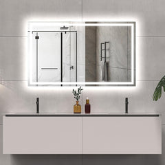 LED Bathroom Mirror Light 60x36 Inch Front & Backlit Lights Vanity Mirror, Wall Mounted Anti-Fog Dimmable LED Makeup Mirror, IP54 3K-6K Warm/Natural/Daylight, Tempered Glass (Horizontal/Vertical) UL