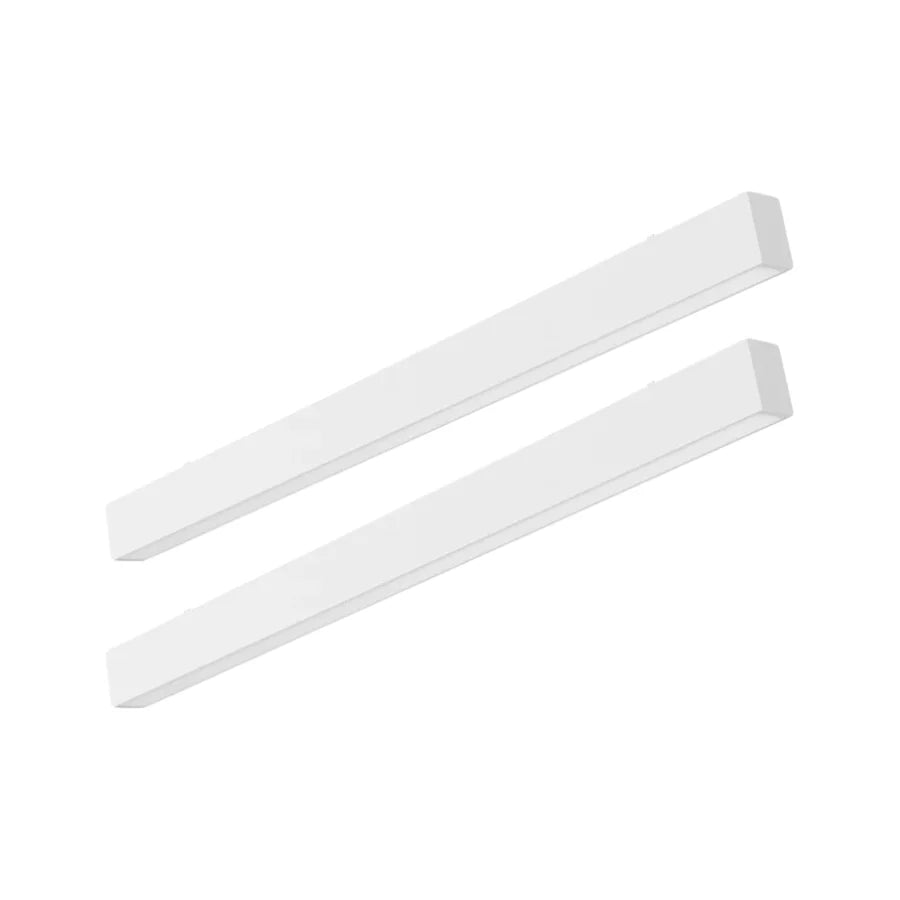 Two white rectangular objects on a white background