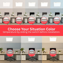 Office setup with different light color temperature and power options displayed.