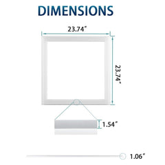 Measurement chart showing dimensions of a rectangular object with measurements in inches.