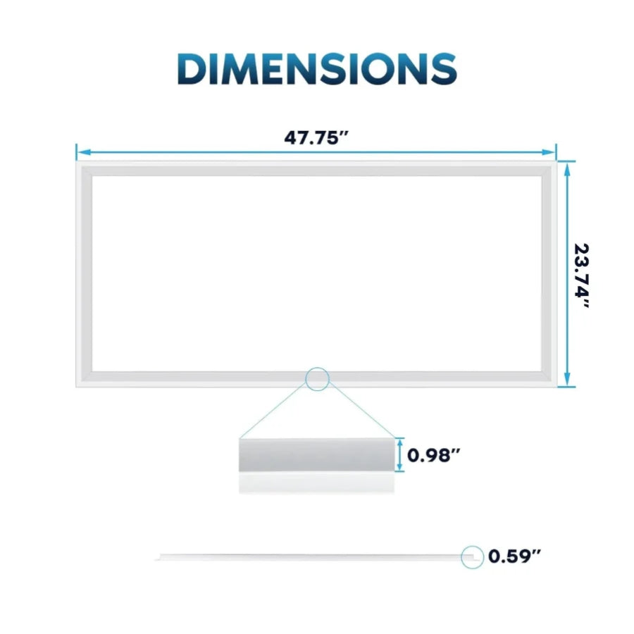 Measurement chart showing dimensions of a rectangular object with measurements in inches.