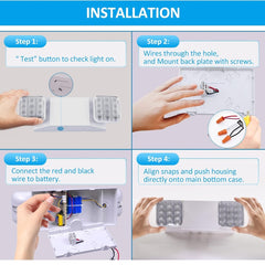 Step-by-step installation guide for a light fixture with hands performing each step.