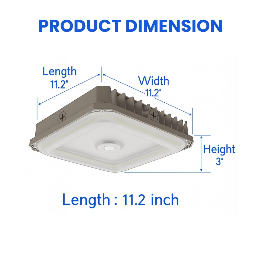 Ceiling light fixture with dimensions labeled on a white background