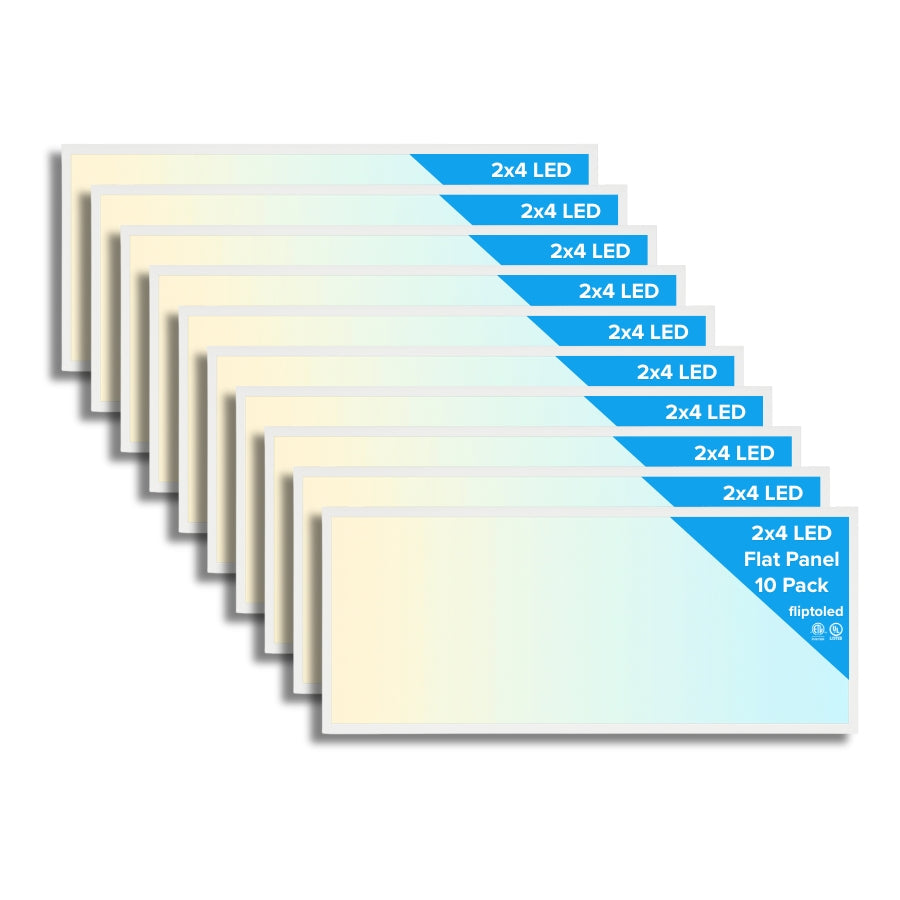 Packaging of 2x4 LED flat panel lights with gradient color effect