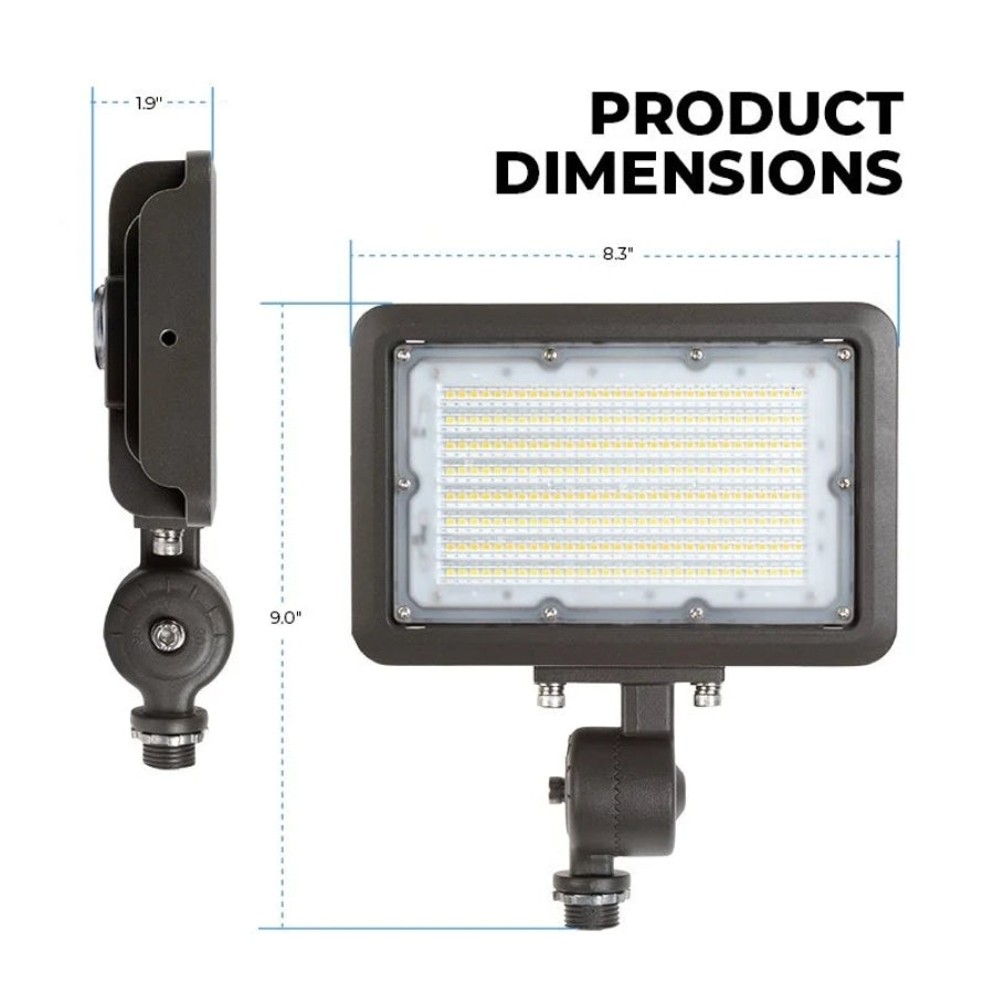 LED light with dimensions labeled on a white background