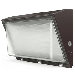 led semi cutoff wall pack fixture on a white background